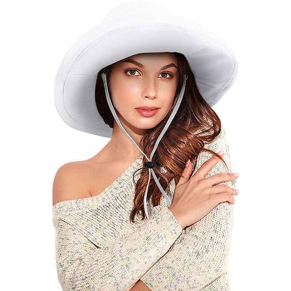 Pure White Beach Hat with Fold-Up Brim