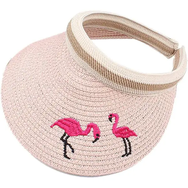 Flamingo embroidered sun visor for kids