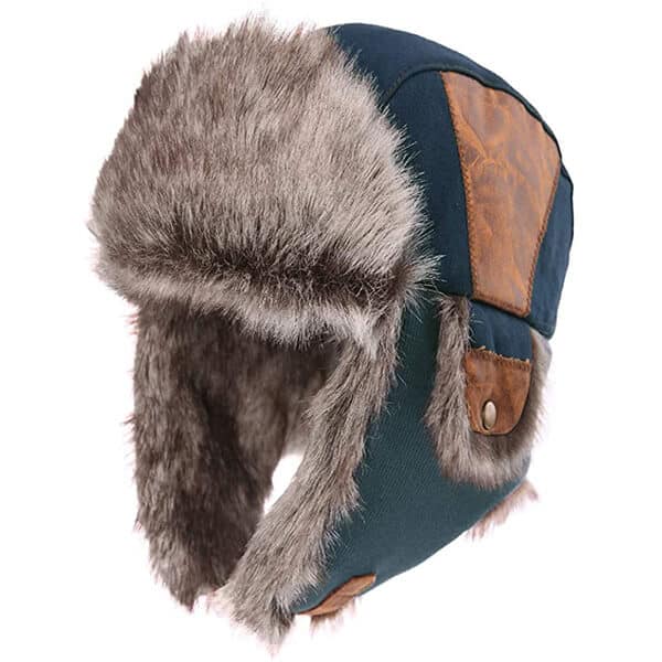 Vintage fur navy trapper hat for men