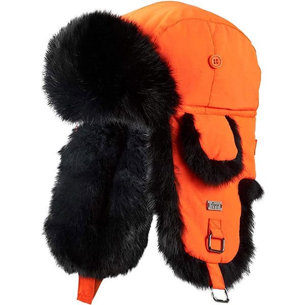 Orange trapper hat for large head sizes