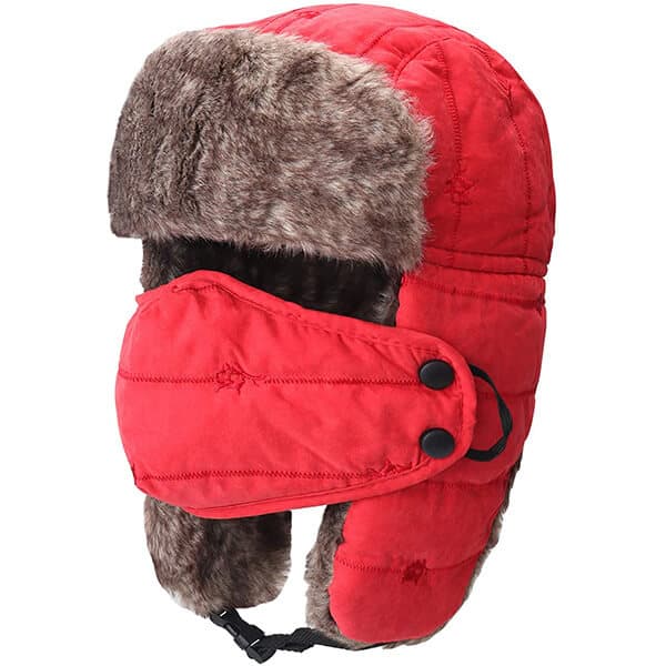 Persian red fur trapper hat for men