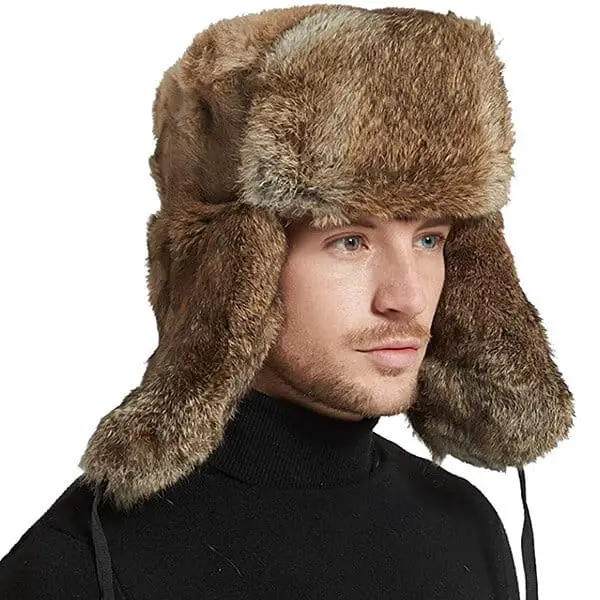 100% fluffy rabbit fur trapper hat for unisex