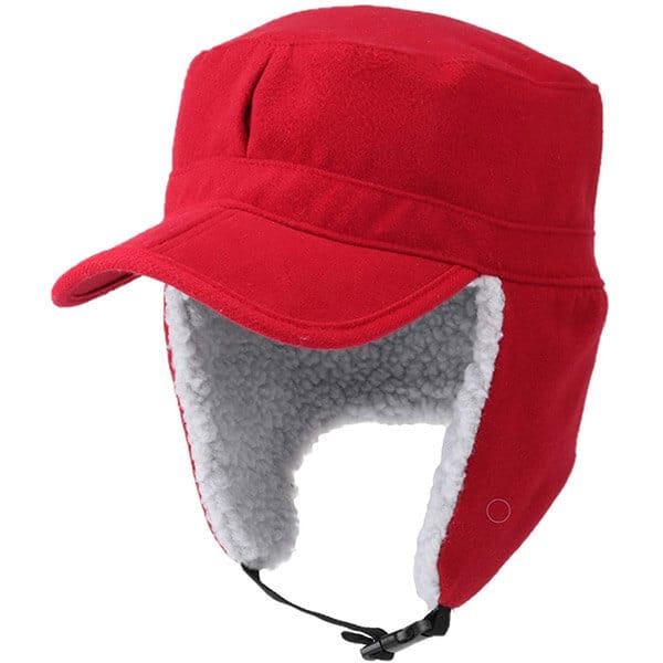Ferrari red trapper hat with a folding brim
