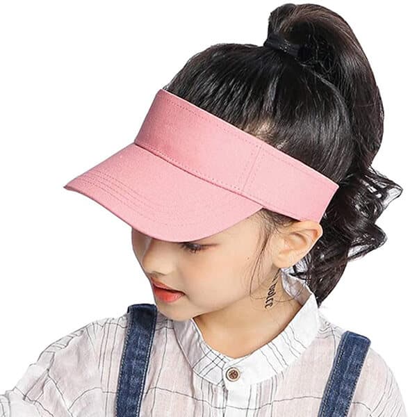 Adjustable pink sun visor hat for girls