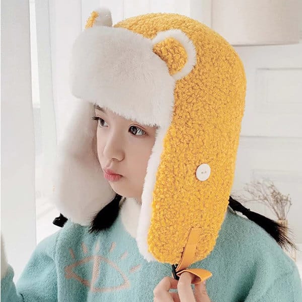 Furry kitty trapper hats with breathable valve