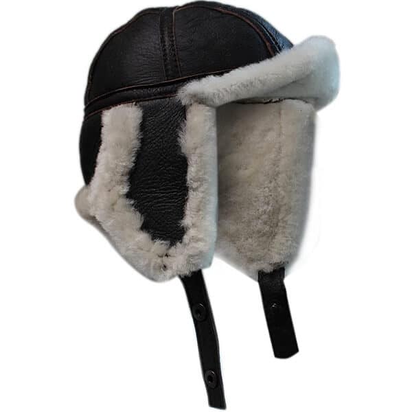 Sheepskin Trapper hat with a stylish visor