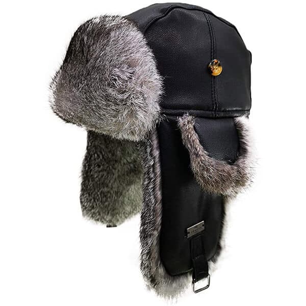 Sturdy designed rabbit fur trapper hat