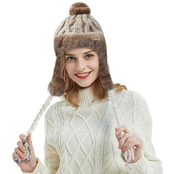 Popular, pom-pom, acrylic  trapper hat