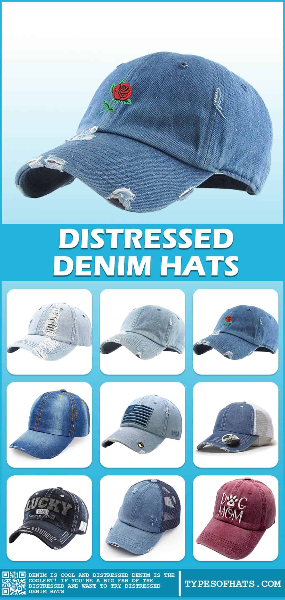 Distressed Denim Hats