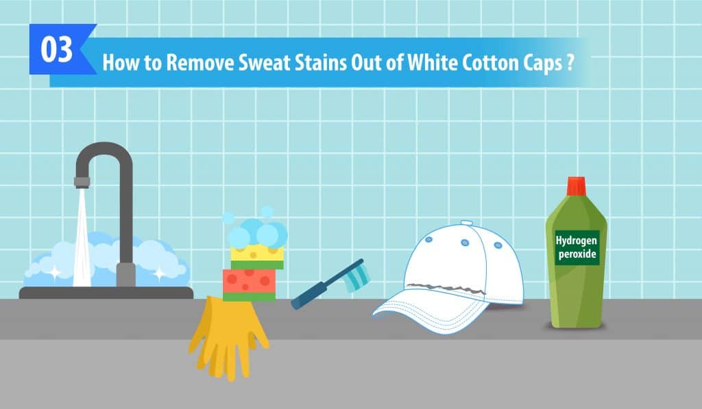 remove sweat stains out of white cotton caps