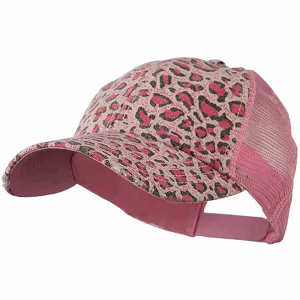 Leopard Printed Mesh Trucker Hat For Women