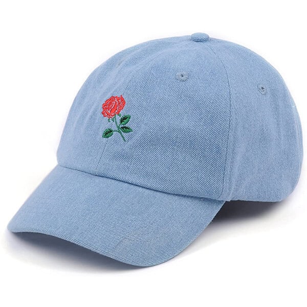 Rose Embroidered Women Denim Dad Hat