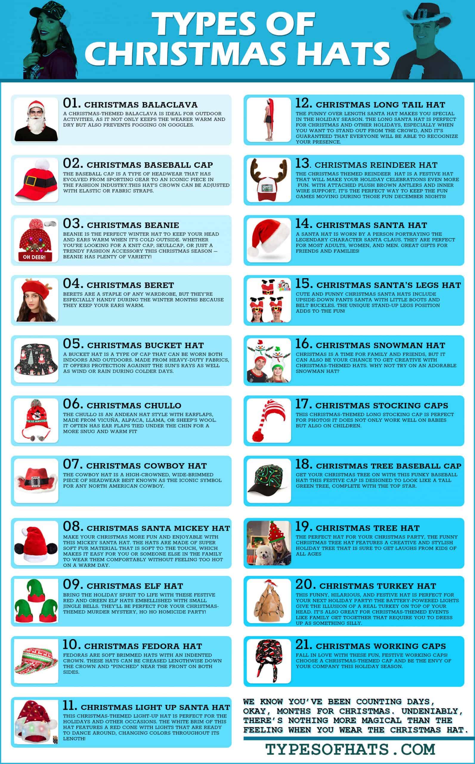 Different Types of Christmas Hats and cap