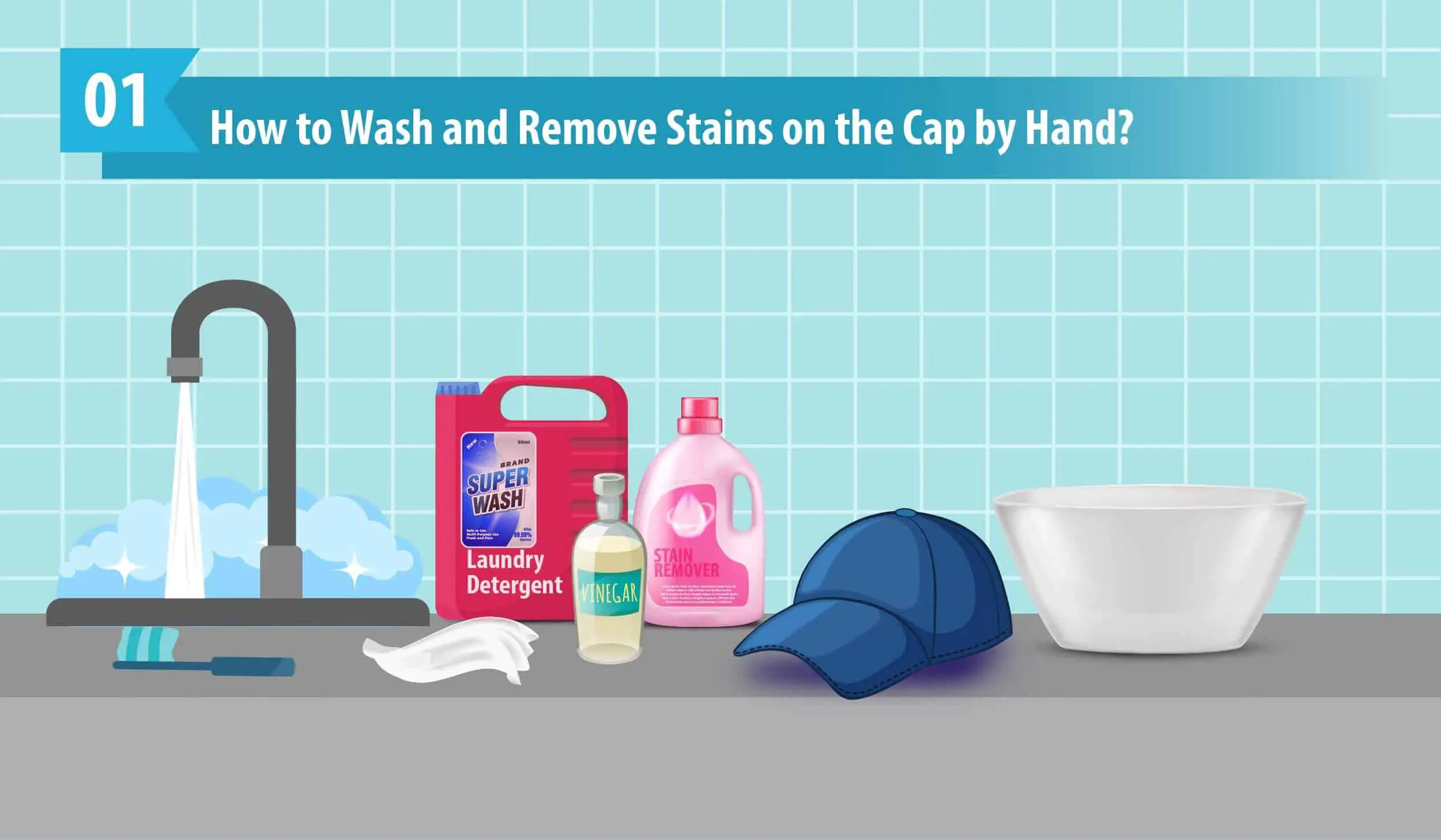 How to Wash and Remove Stains on the Cap by Hand