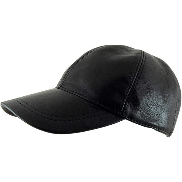 Genuine Black Leather Baseball Cap