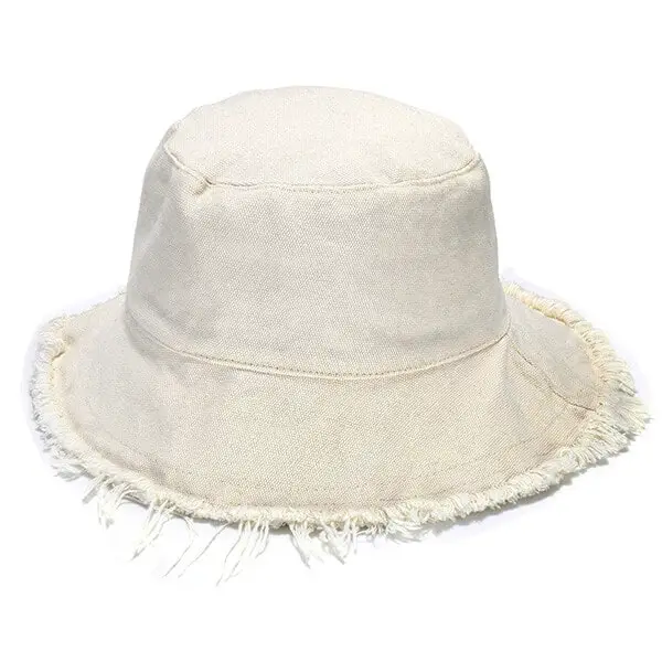 Wide brim cotton and linen bucket hat