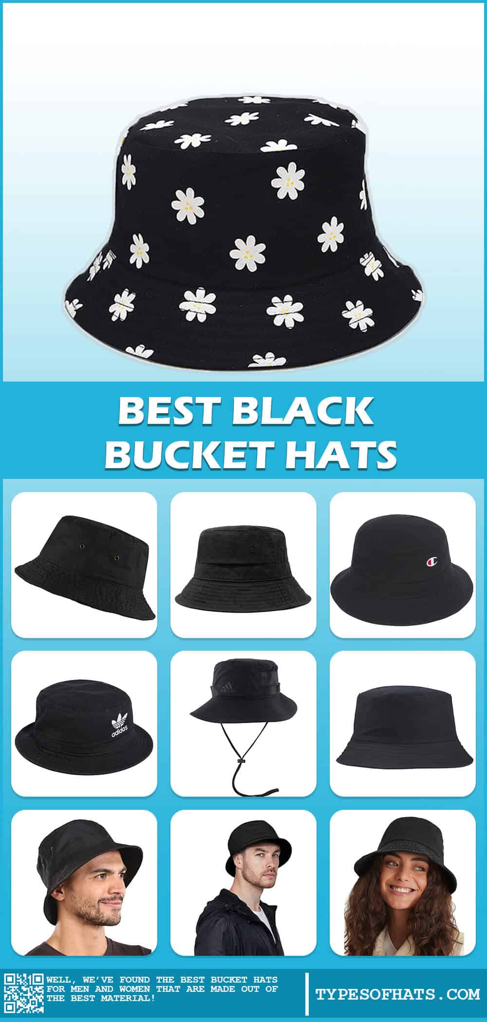 Black Bucket Hats for Men and Women_Best Black Bucket Hats for unisex