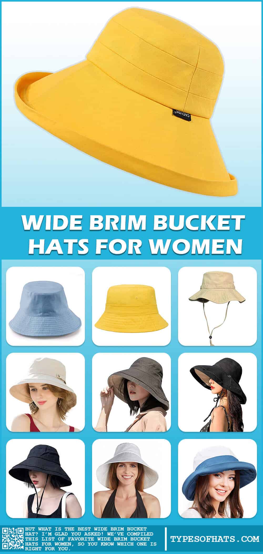 Wide Brim Bucket Hats for Women