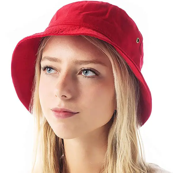 100% cotton red bucket hat