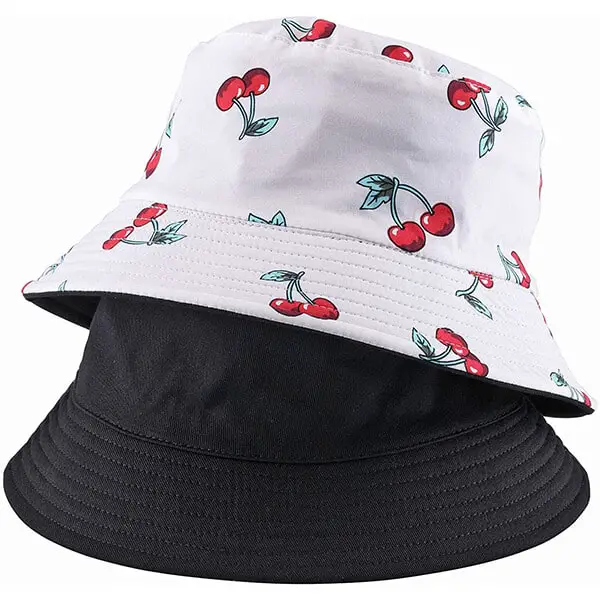 Cherry print reversible bucket hat