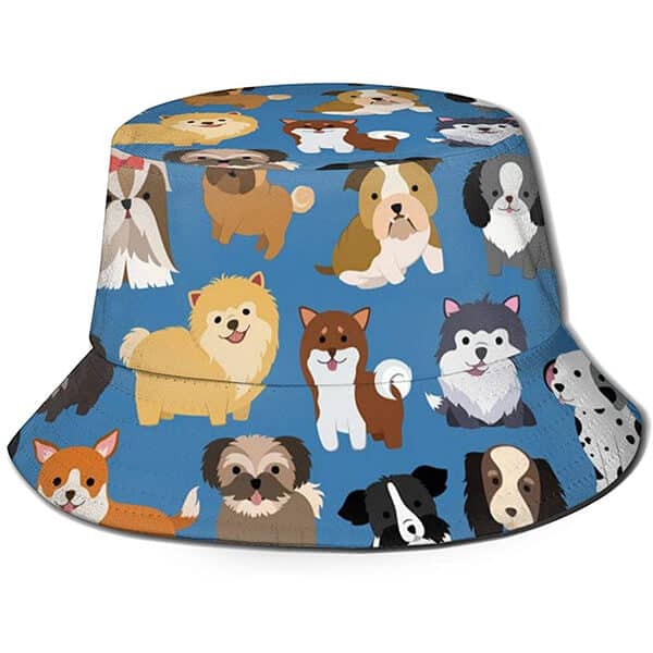 Cute bucket hat with dog print