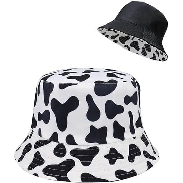 Cow print reversible bucket hat