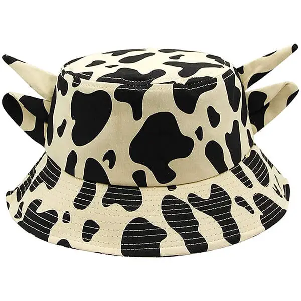 Cow bucket hat with cute horn ears