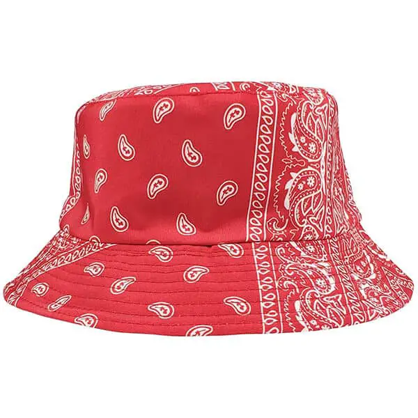 Red paisley bucket hat