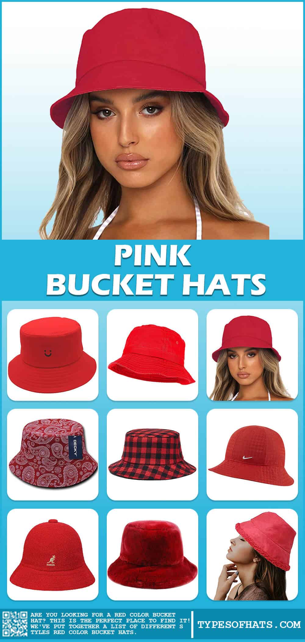red bucket hats