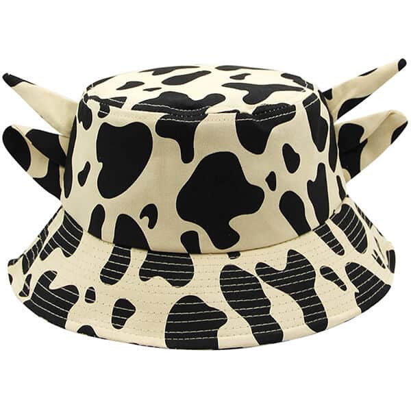 Cute cow print bucket hat with horns