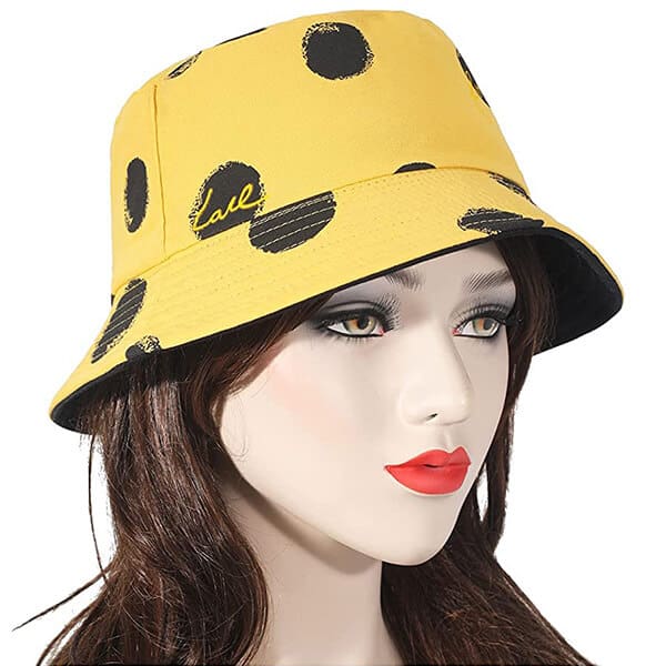 Polka dot yellow bucket hat