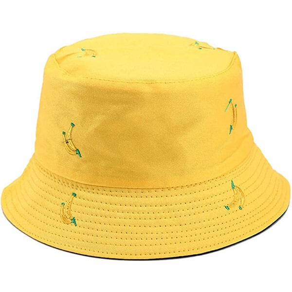 Banana embroidered yellow bucket hat