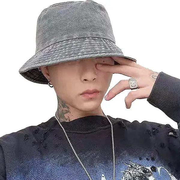Distressed washed bucket hat