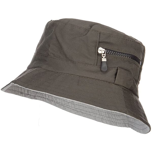 Zip pocket cotton bucket hat