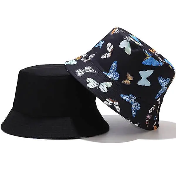 Colorful butterfly print bucket hat