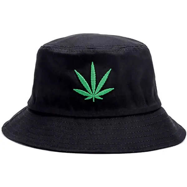 Marijuana leaf embroidered bucket hat