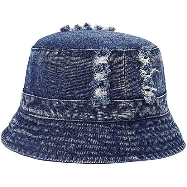 Stylish distressed denim bucket hat