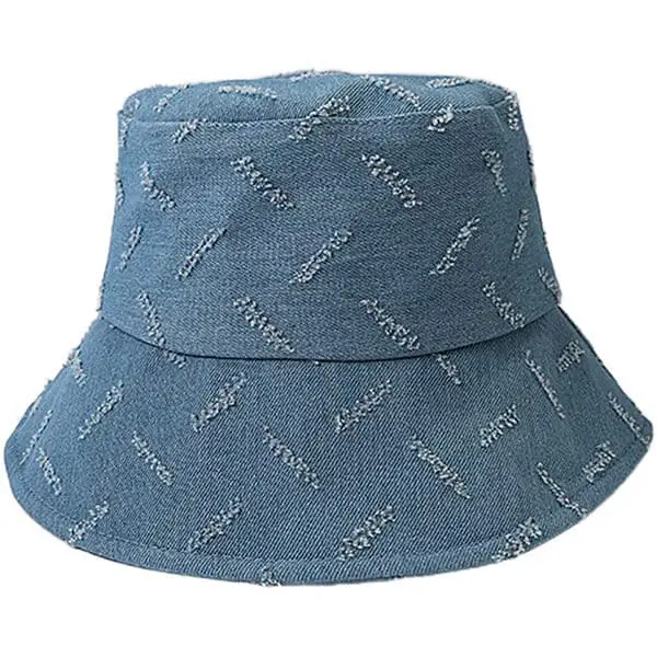 Scar stripes distressed denim bucket hat