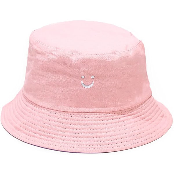 Smile face embroidered bucket hat