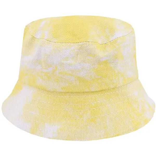 Yellow and white bucket hat