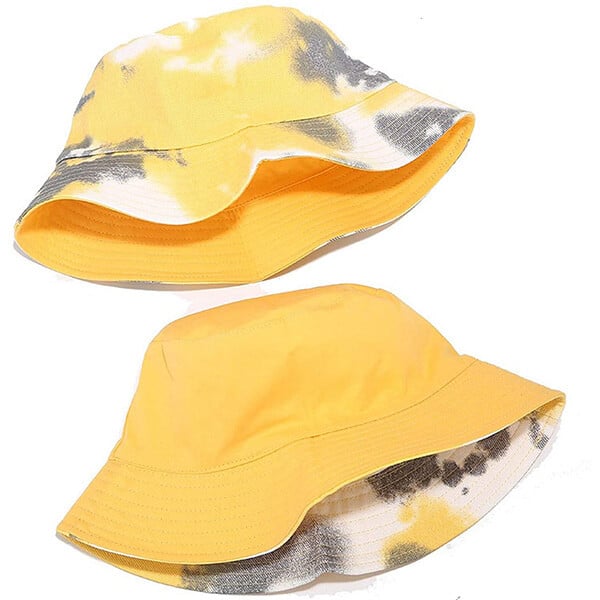 Grey and yellow abstract bucket hat