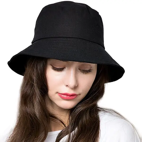 DOSOMI Women Wide Brim Beach Bucket Hats Fashion Tassel Floppy Cap Summer Denim Solid Color Fishing Hat 