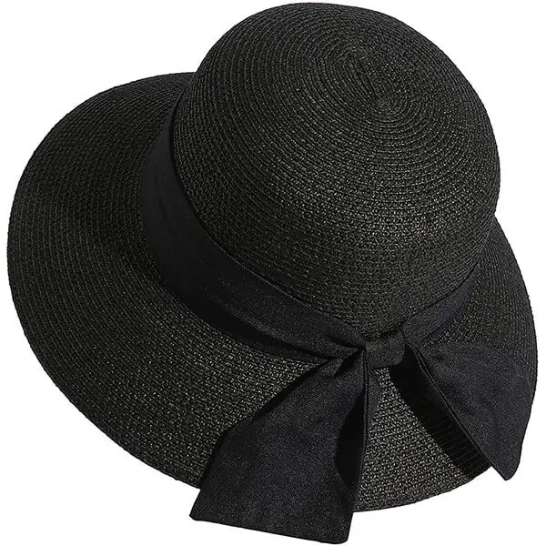Black sunhat with a big bowknot