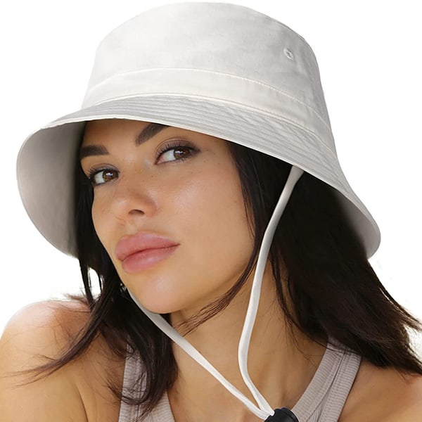Women's cotton bucket hat with strap