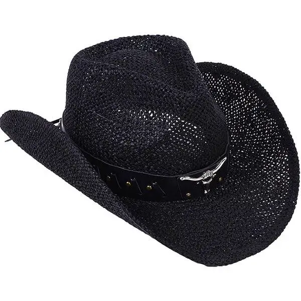 Woven straw cowboy hat