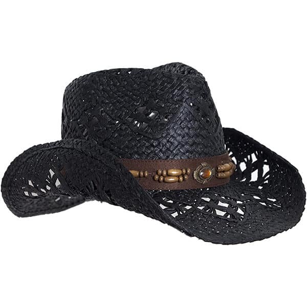 Cowboys straw hat with a leather band