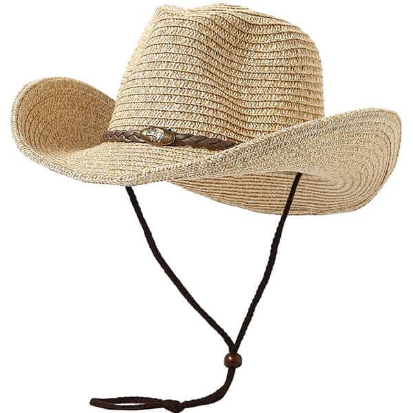 Cowboy straw hats with wind lanyard