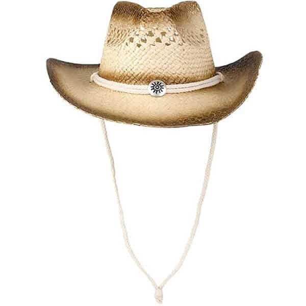Western vented tea stained straw hat