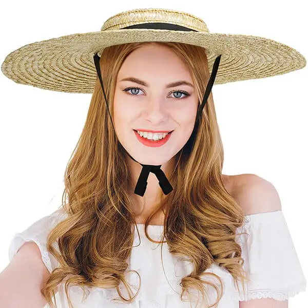 Women's vintage straw boater hat