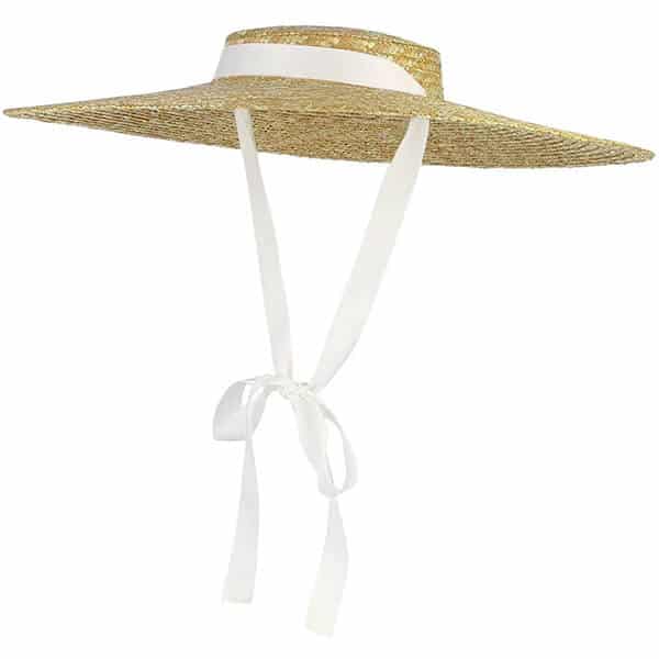 Vintage straw boater with chin strap